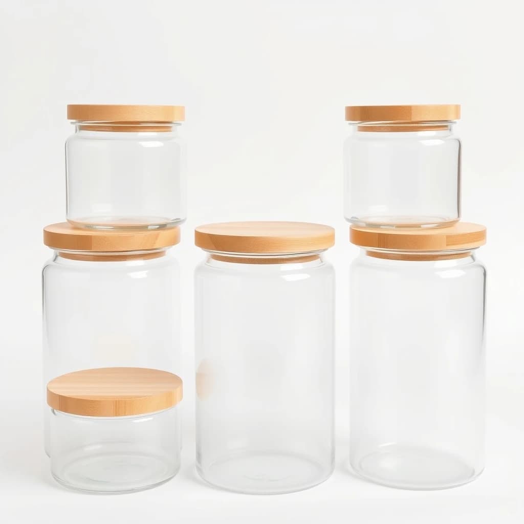 Glass Storage Jars, Set of 6
